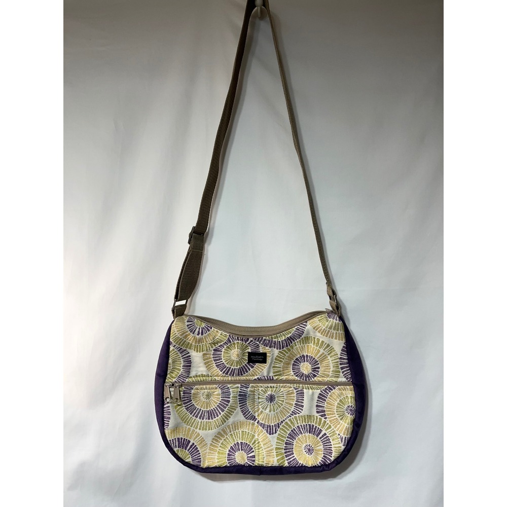 Madison Handbags Crossbody Bag Purple Green Yellow Circles Boho Shoulder Bag